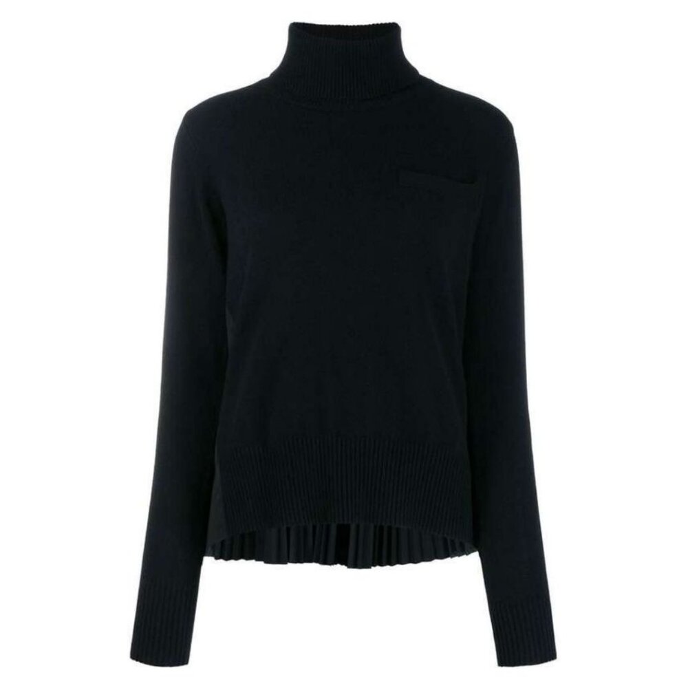 Sacai Heavy Roll Neck Sweater Navy Stripe Blue Size 2 / US 8